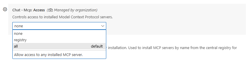 Visual Studio Code settings to enable MCP